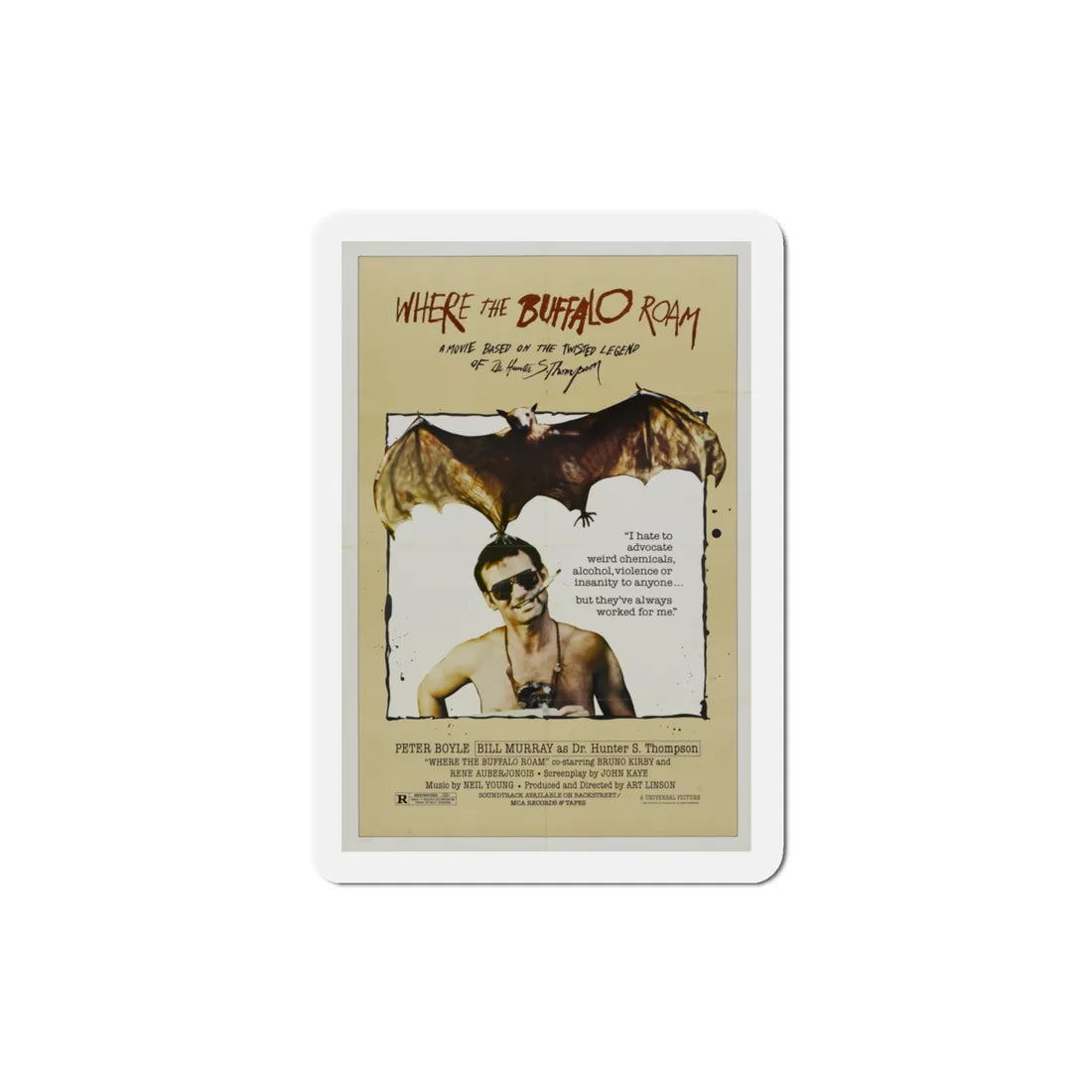 Where the Buffalo Roam 1980 Movie Poster Refrigerator Magnet 3 Inch - The Sticker Space