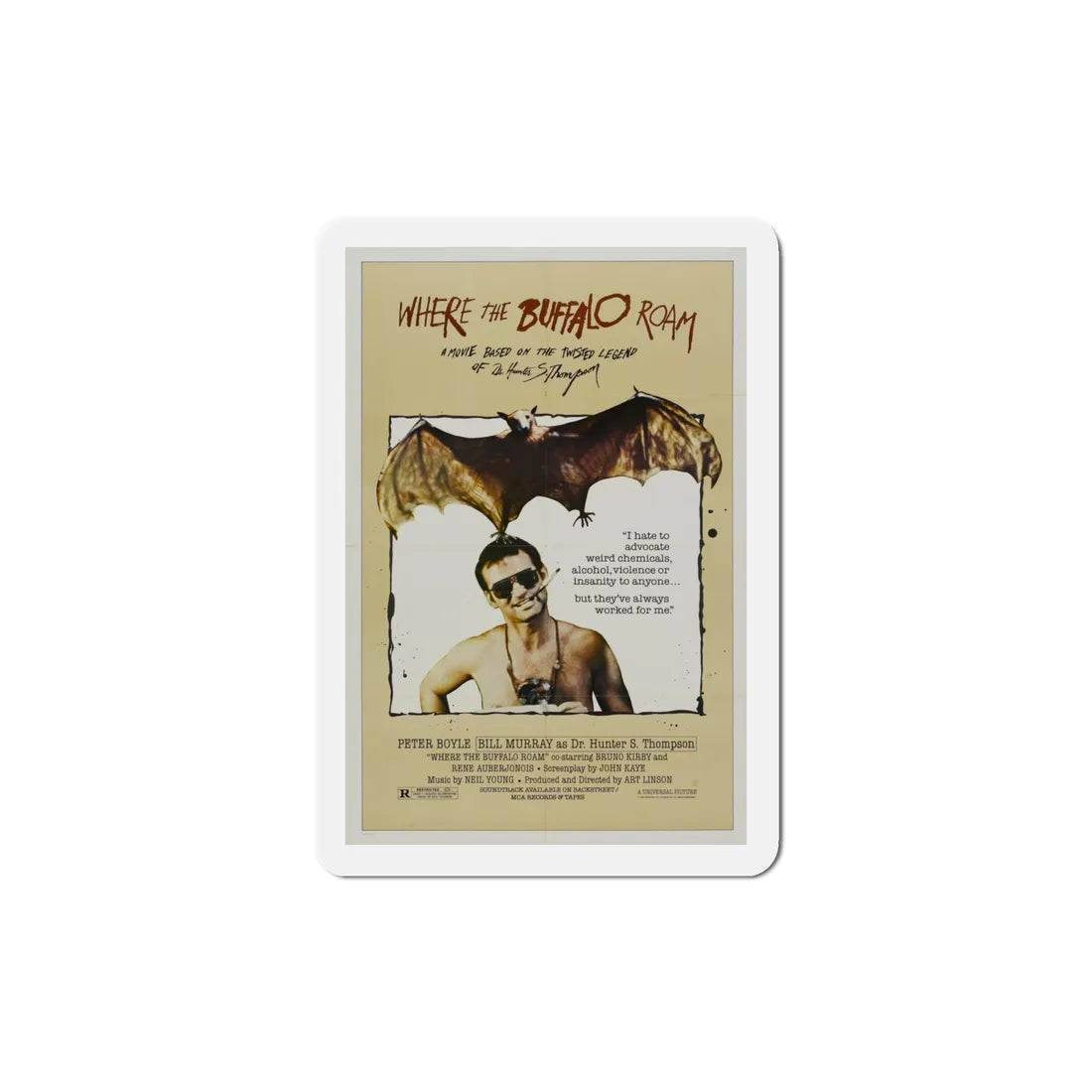 Where the Buffalo Roam 1980 Movie Poster Refrigerator Magnet 4 Inch - The Sticker Space