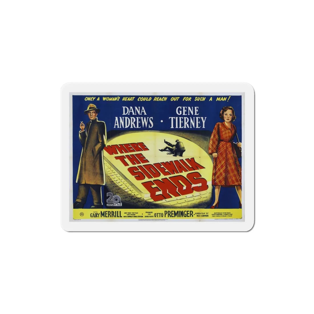 Where the Sidewalk Ends 1950 Movie Poster Refrigerator Magnet 3 Inch - The Sticker Space