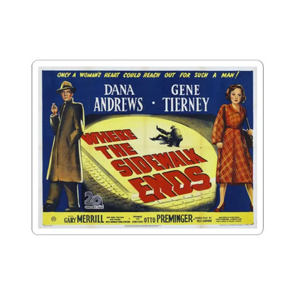 Where the Sidewalk Ends 1950 Movie Poster - STICKER Vinyl Kiss-Cut Decal 2 Inch White - The Sticker Space