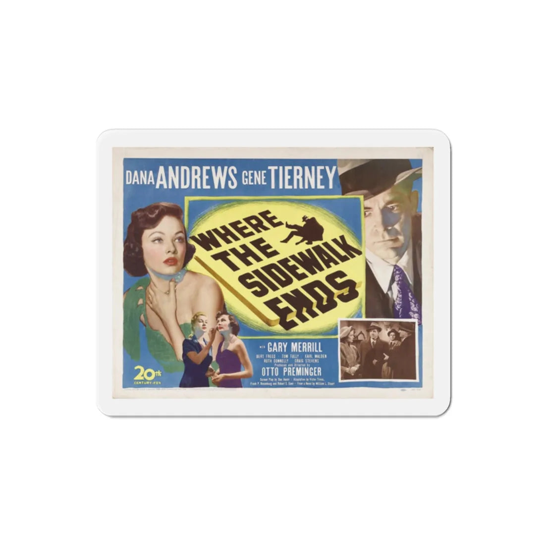 Where the Sidewalk Ends 1950 v2 Movie Poster Refrigerator Magnet 2 Inch - The Sticker Space