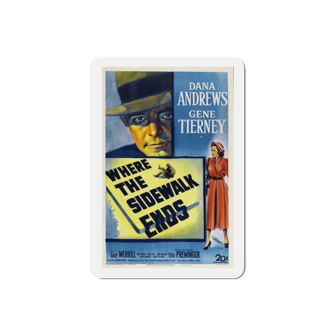 Where the Sidewalk Ends 1950 v3 Movie Poster Refrigerator Magnet 2 Inch - The Sticker Space