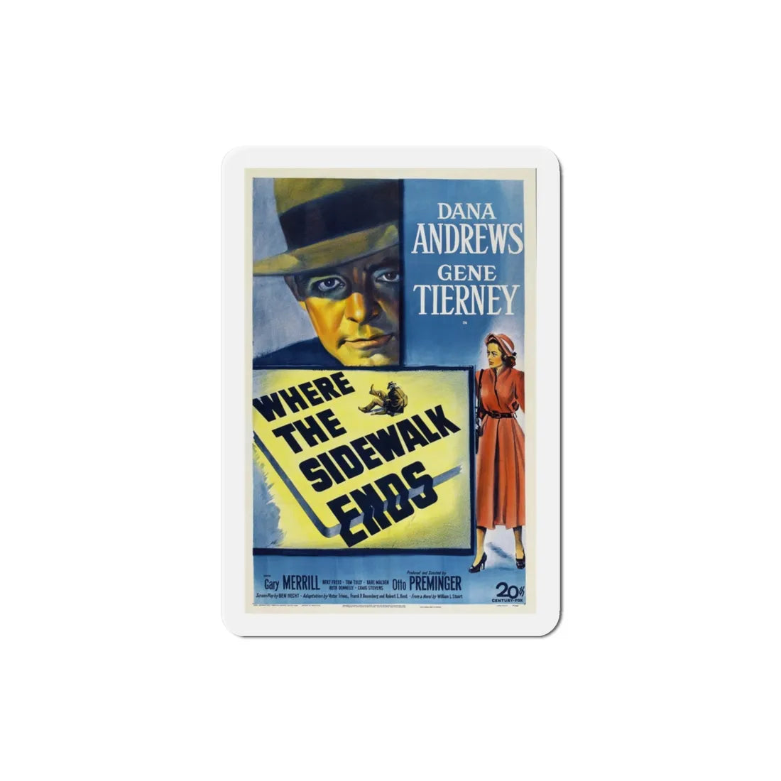 Where the Sidewalk Ends 1950 v3 Movie Poster Refrigerator Magnet 3 Inch - The Sticker Space