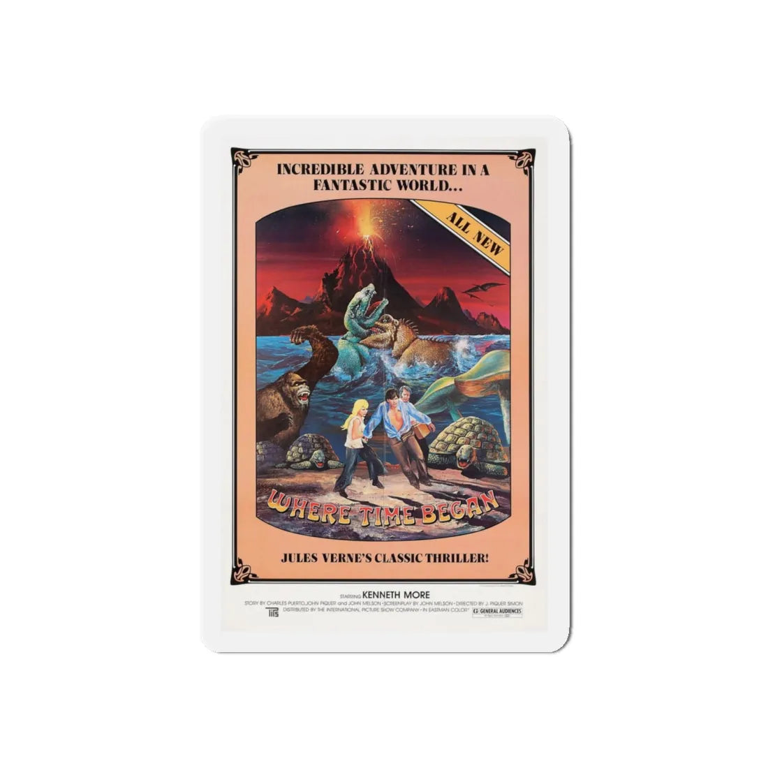 WHERE TIME BEGAN 1977 Movie Poster - Refrigerator Magnet 6 Inch - The Sticker Space