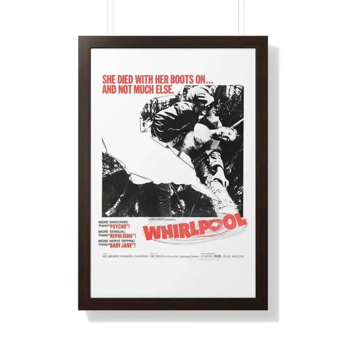 WHIRLPOOL 1950 - Framed Movie Poster 20" x 30" Walnut - The Sticker Space