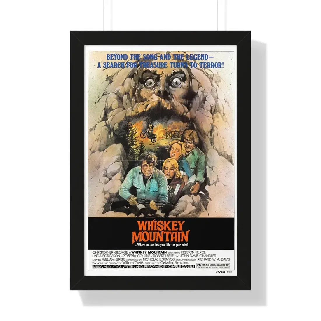 WHISKEY MOUNTAIN 1977 - Framed Movie Poster 16″ x 24″ Black - The Sticker Space