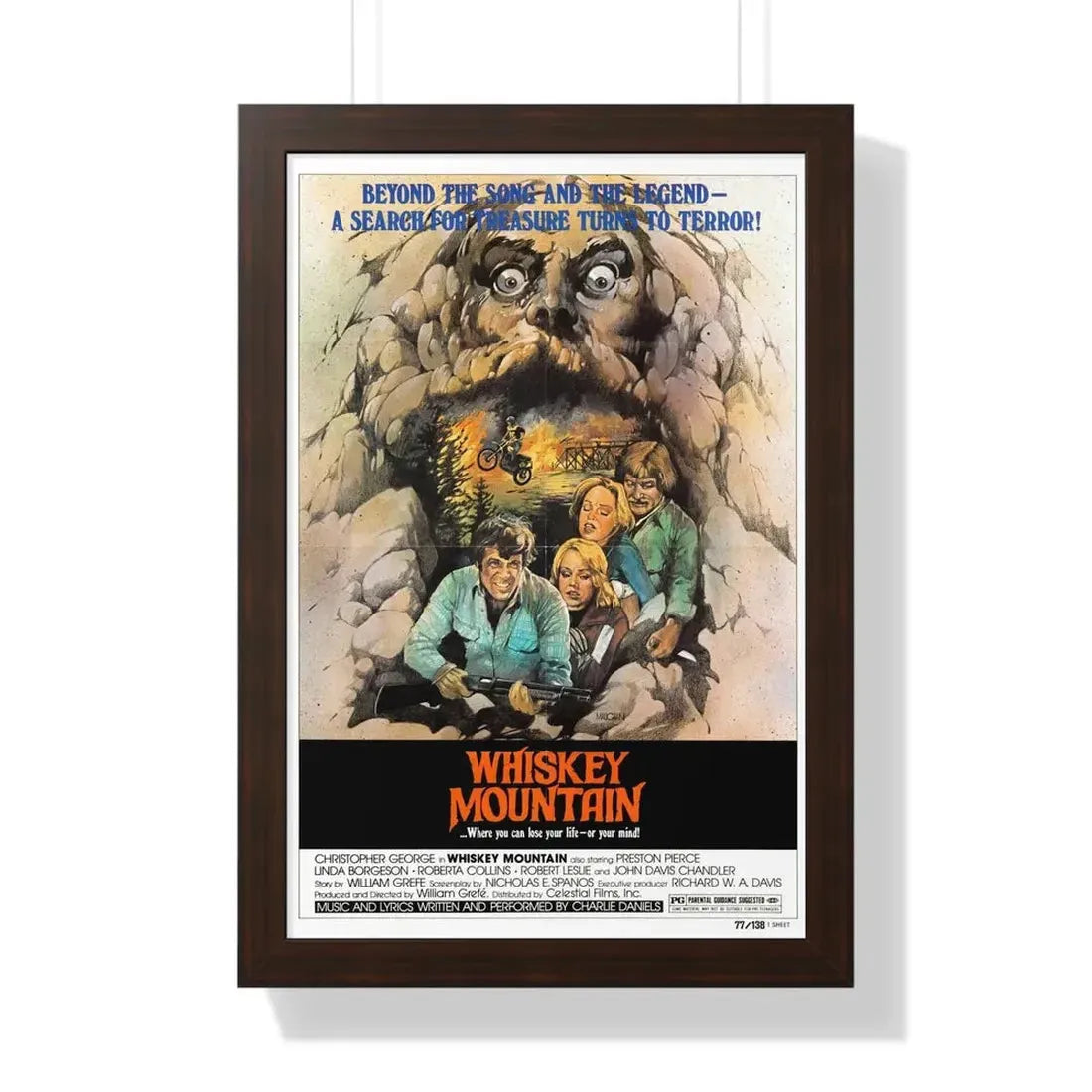 WHISKEY MOUNTAIN 1977 - Framed Movie Poster 16″ x 24″ Walnut - The Sticker Space