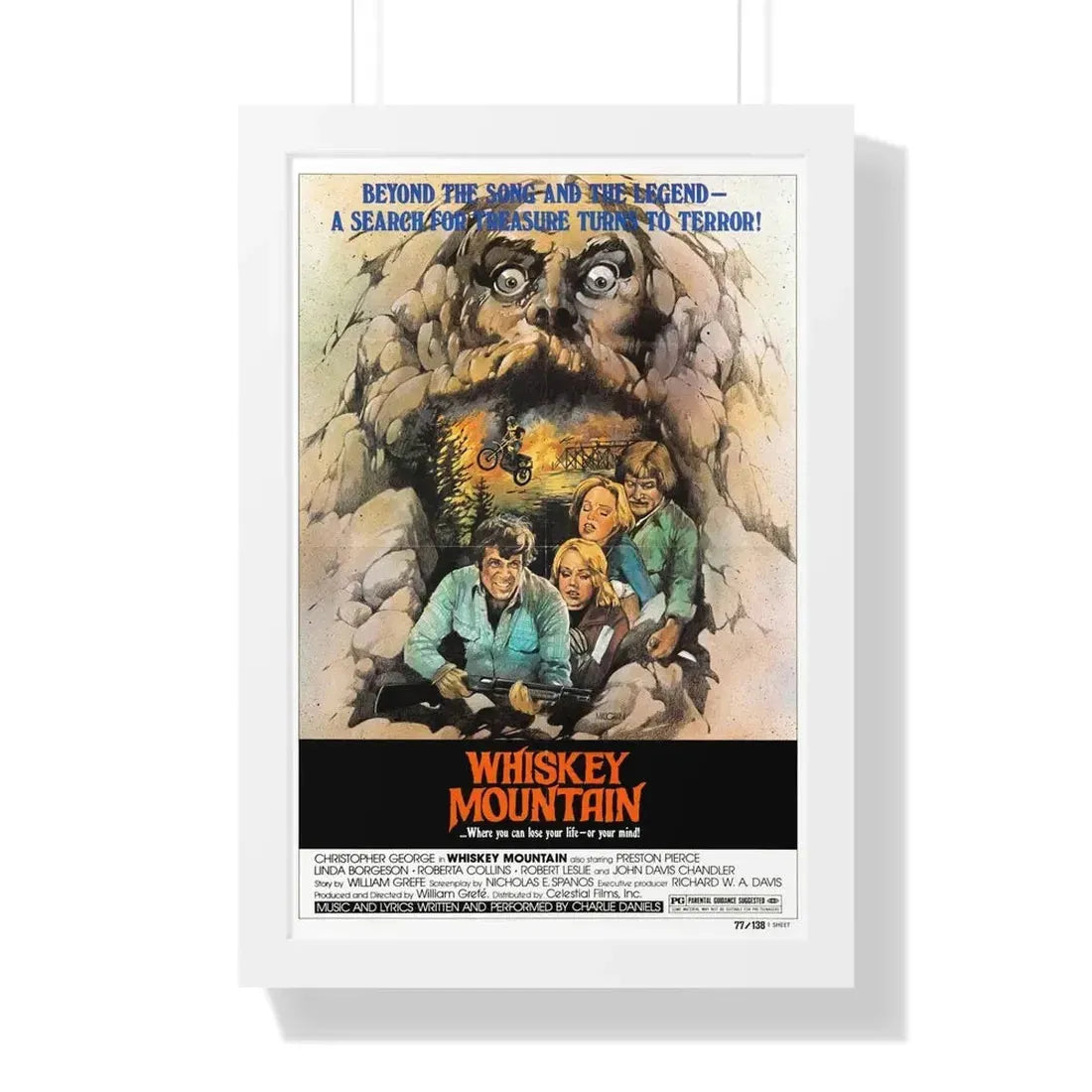 WHISKEY MOUNTAIN 1977 - Framed Movie Poster 16″ x 24″ White - The Sticker Space