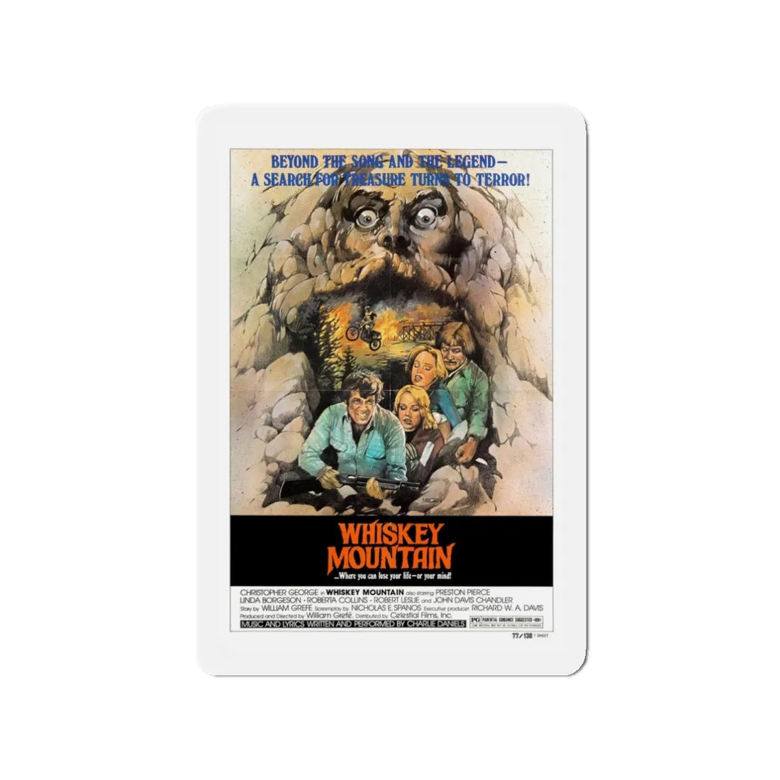 WHISKEY MOUNTAIN 1977 Movie Poster - Refrigerator Magnet 3 Inch - The Sticker Space