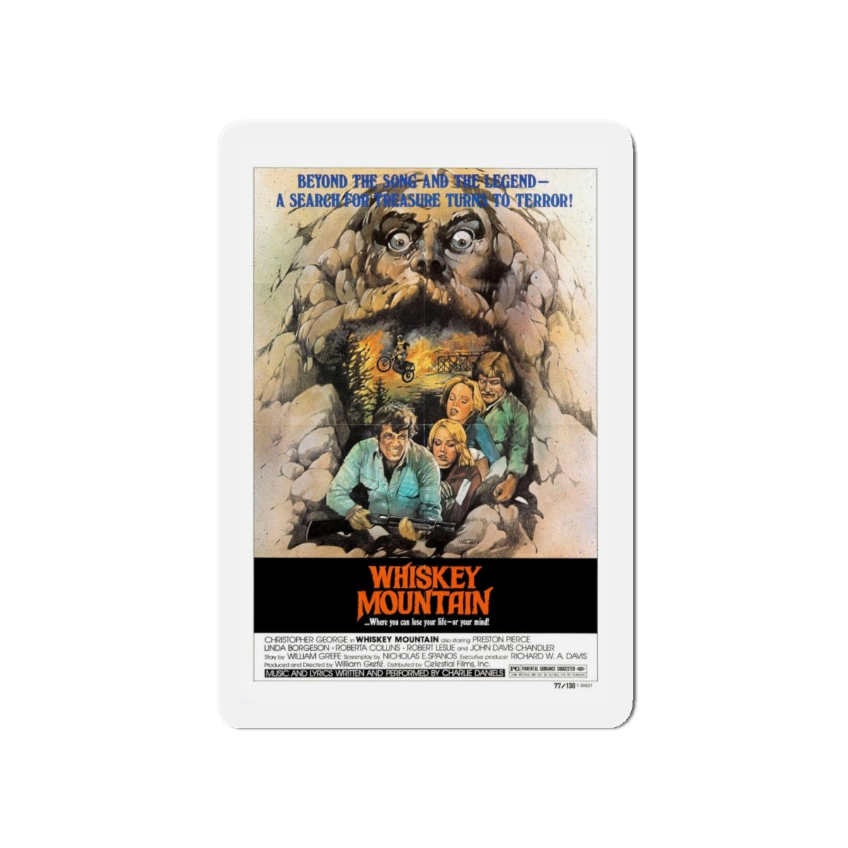 WHISKEY MOUNTAIN 1977 Movie Poster - Refrigerator Magnet-4" x 4"-The Sticker Space