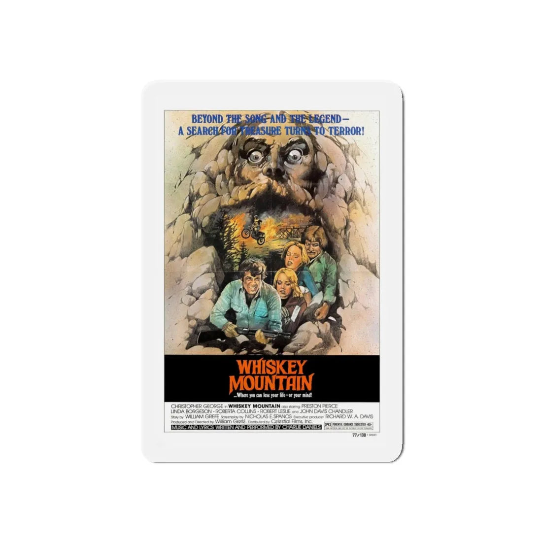 WHISKEY MOUNTAIN 1977 Movie Poster - Refrigerator Magnet 5 Inch - The Sticker Space