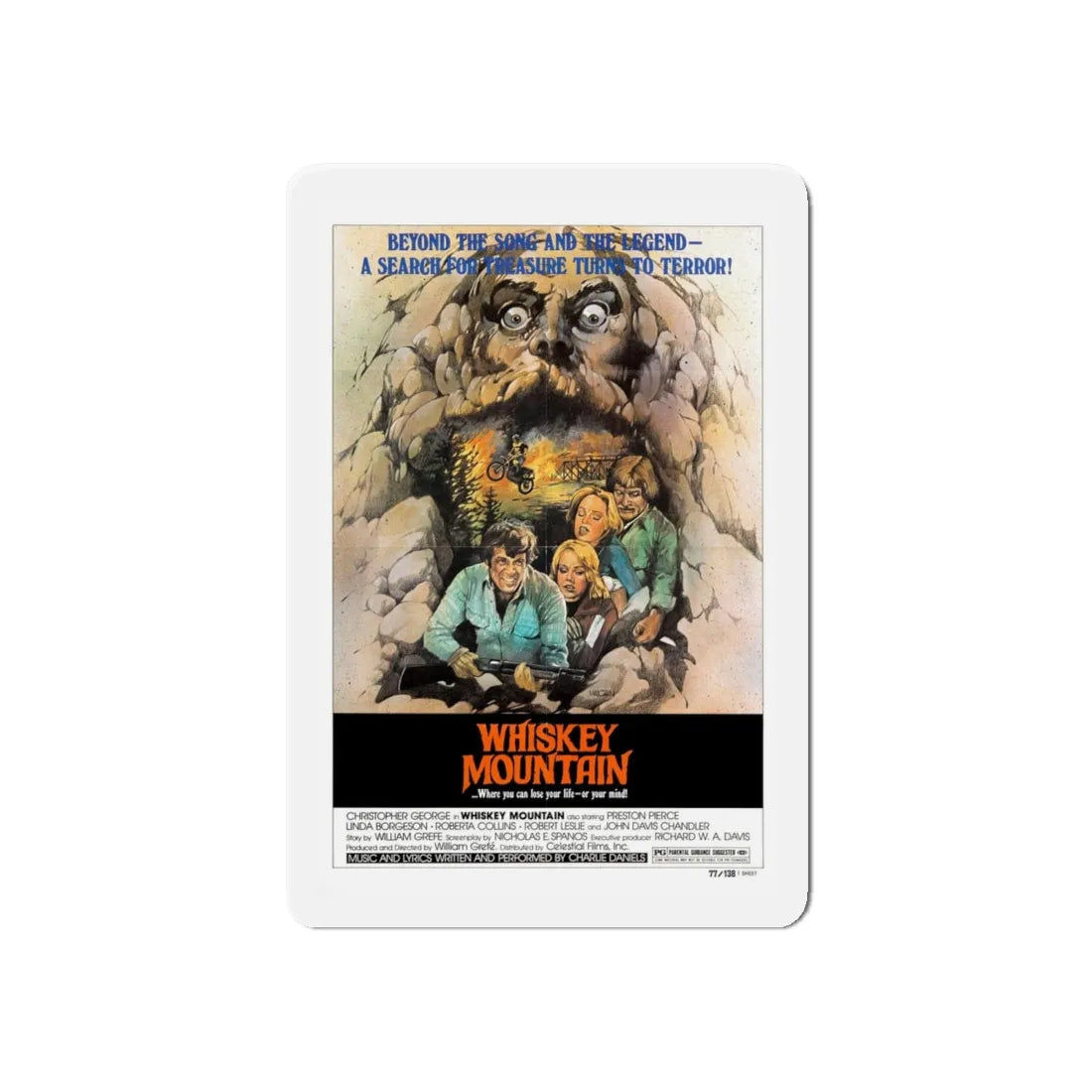 WHISKEY MOUNTAIN 1977 Movie Poster - Refrigerator Magnet 6 Inch - The Sticker Space