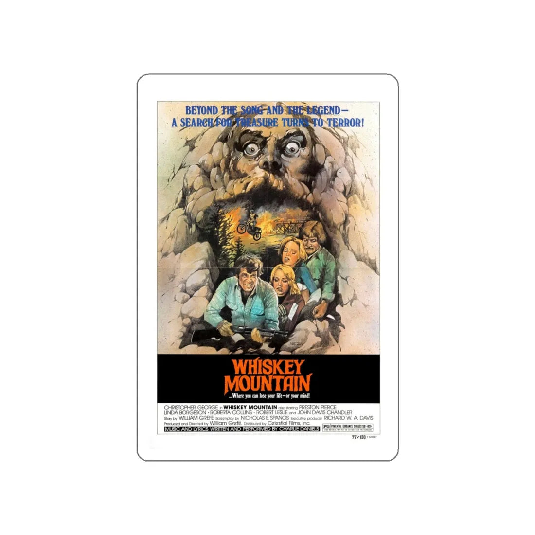 WHISKEY MOUNTAIN 1977 Movie Poster STICKER Vinyl Die-Cut Decal 5 Inch - The Sticker Space