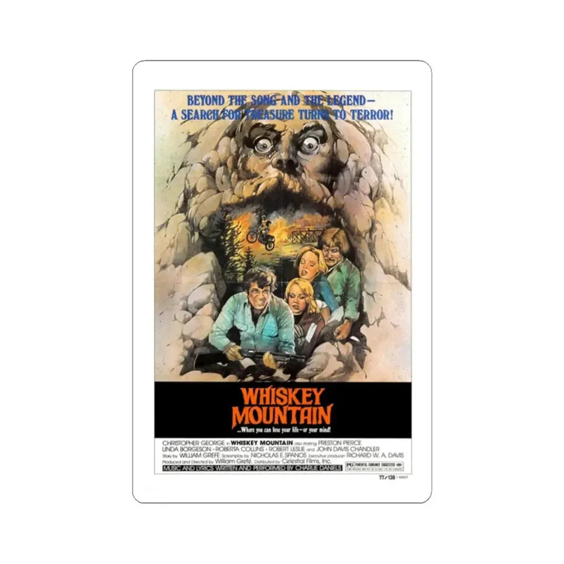 WHISKEY MOUNTAIN 1977 Movie Poster - STICKER Vinyl Kiss-Cut Decal 2 Inch White - The Sticker Space