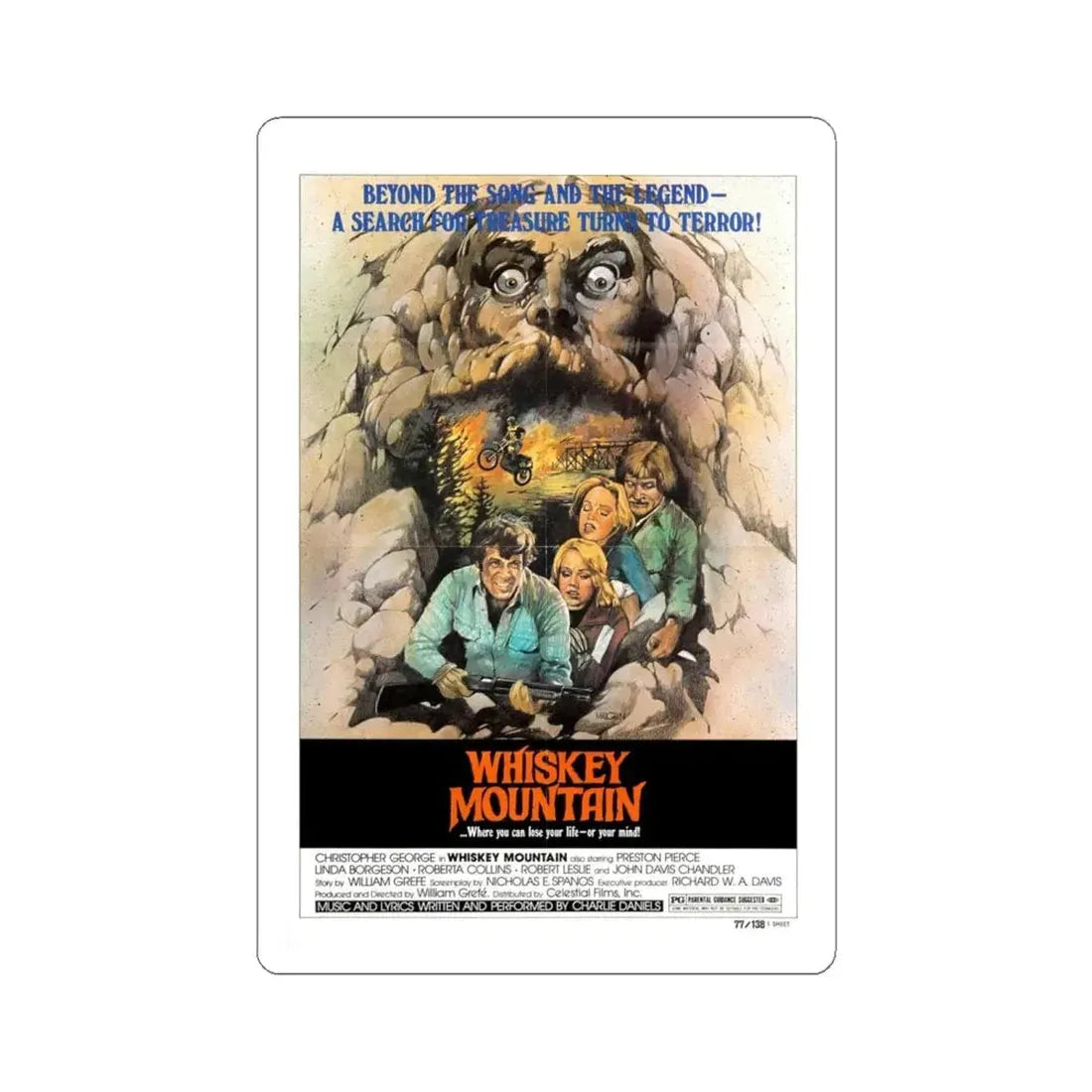 WHISKEY MOUNTAIN 1977 Movie Poster - STICKER Vinyl Kiss-Cut Decal 6 Inch White - The Sticker Space