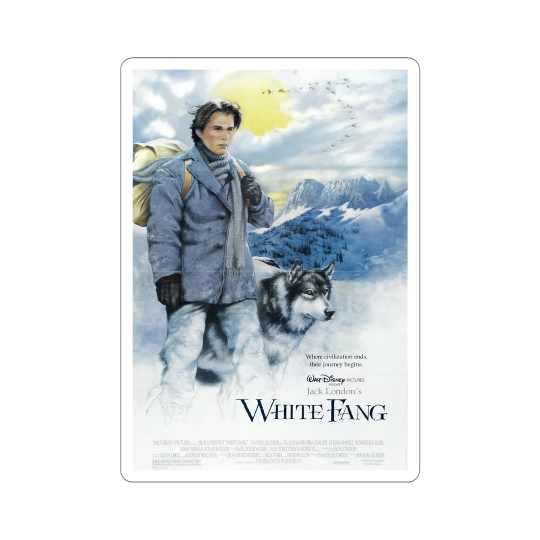 White Fang 1991 Movie Poster STICKER Vinyl Die-Cut Decal 4 Inch - The Sticker Space