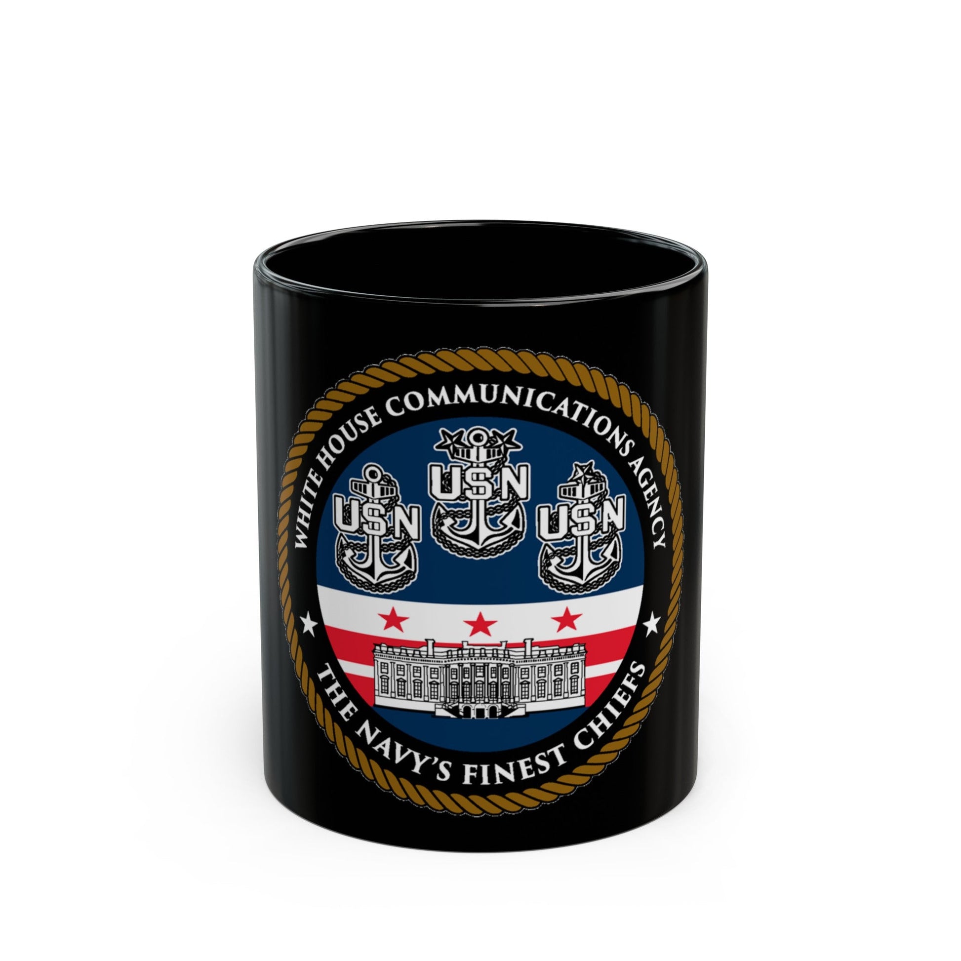 White House Communications (U.S. Navy) Black Coffee Mug-11oz-The Sticker Space