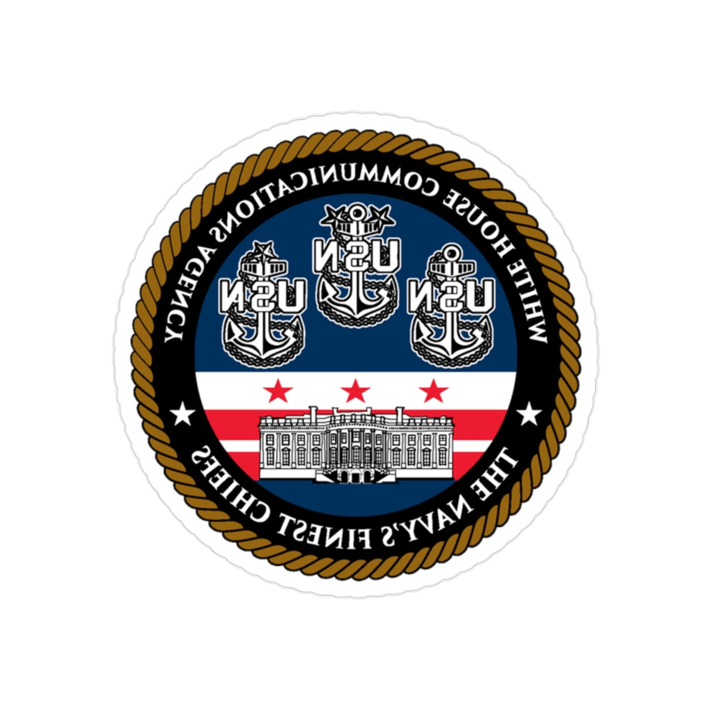 White House Communications (U.S. Navy) REVERSE PRINT Transparent STICKER-2" × 2"-The Sticker Space