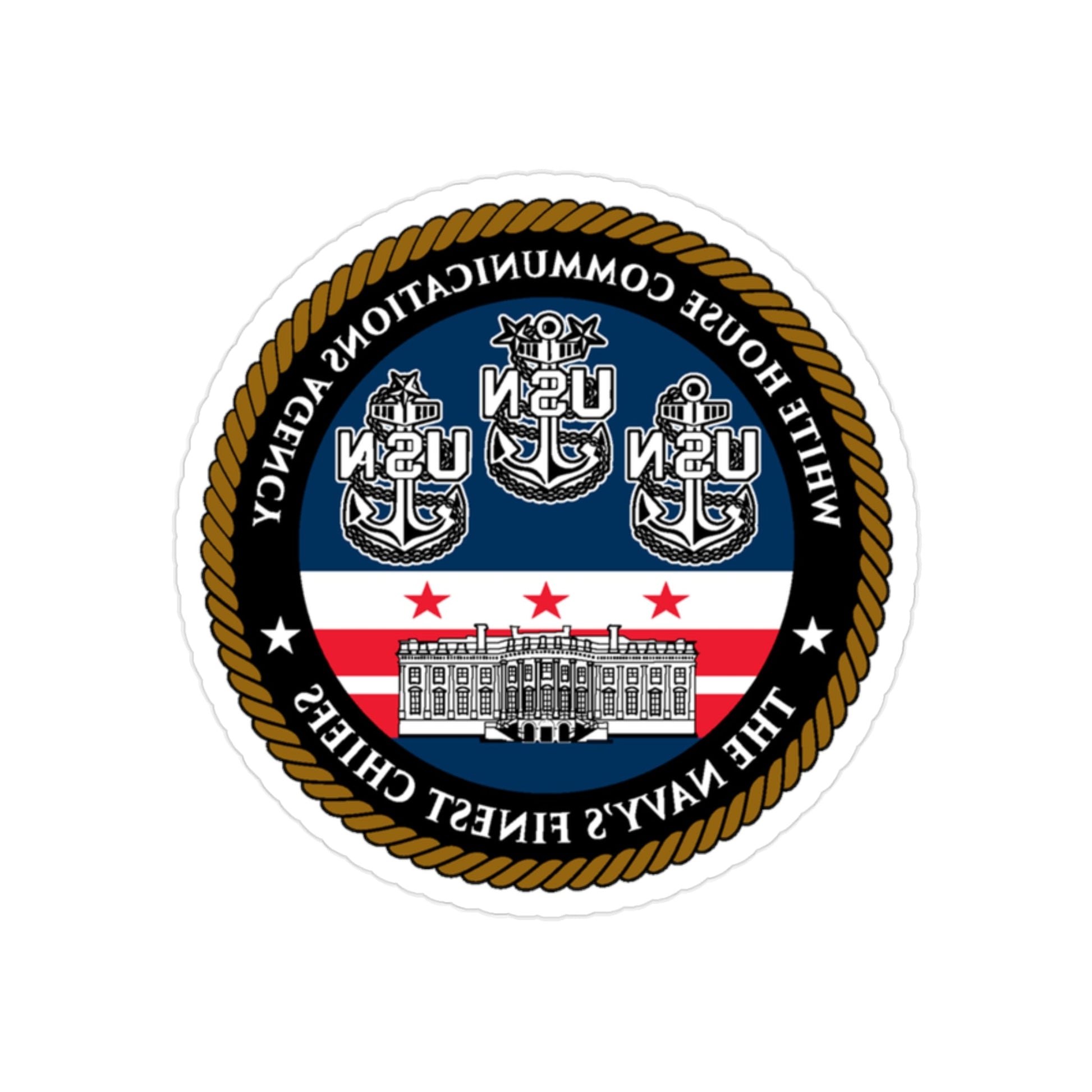 White House Communications (U.S. Navy) REVERSE PRINT Transparent STICKER-2" × 2"-The Sticker Space