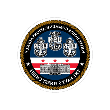 White House Communications (U.S. Navy) REVERSE PRINT Transparent STICKER-2" × 2"-The Sticker Space