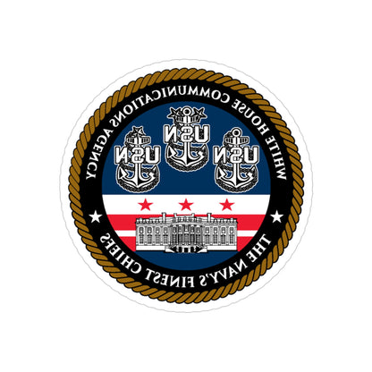 White House Communications (U.S. Navy) REVERSE PRINT Transparent STICKER-4" × 4"-The Sticker Space