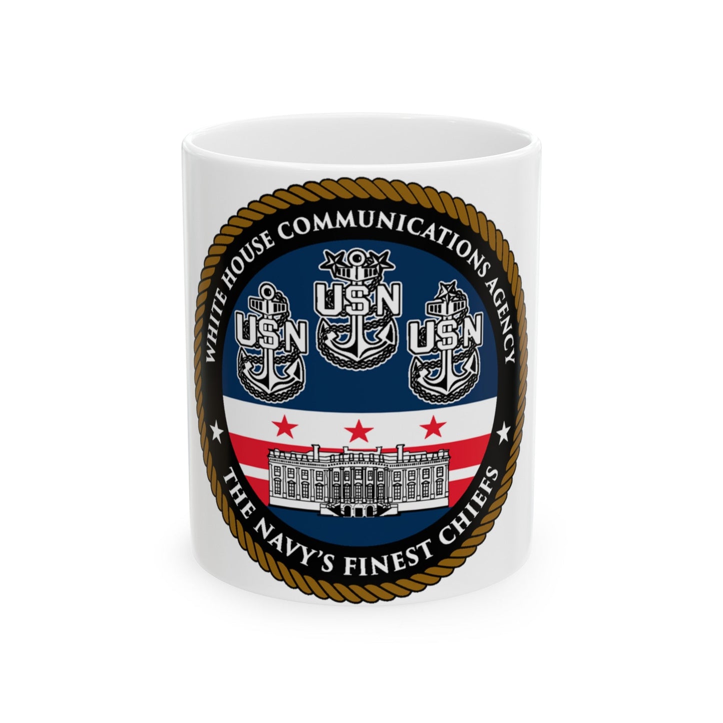 White House Communications (U.S. Navy) White Coffee Mug-11oz-The Sticker Space