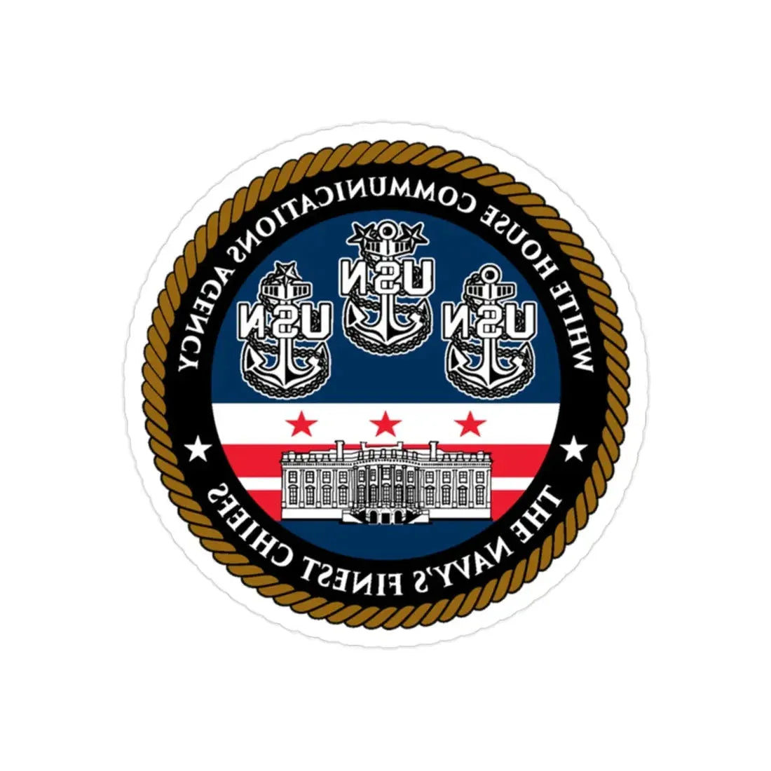 White House Communications (U.S. Navy) REVERSE PRINT Transparent Die-Cut STICKER 2 Inch Die-Cut Transparent - The Sticker Space