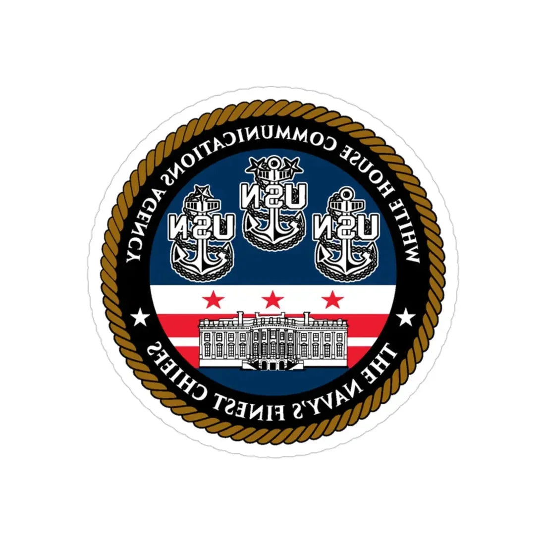 White House Communications (U.S. Navy) REVERSE PRINT Transparent Die-Cut STICKER 3 Inch Die-Cut Transparent - The Sticker Space