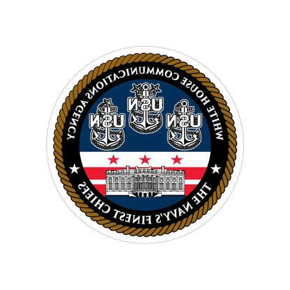 White House Communications (U.S. Navy) REVERSE PRINT Transparent Die-Cut STICKER 4 Inch Die-Cut Transparent - The Sticker Space