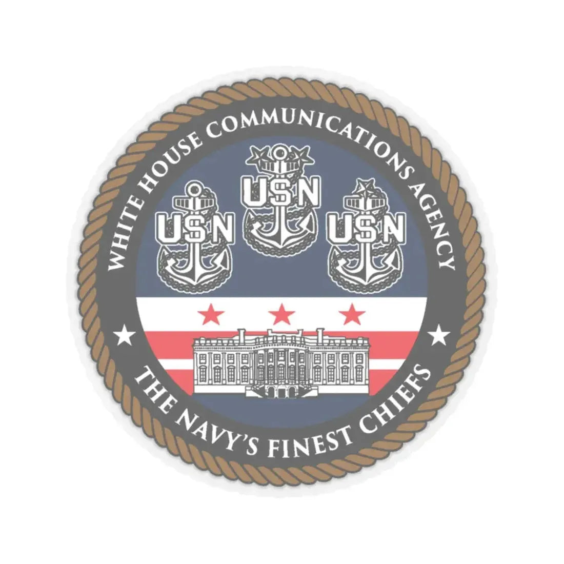 White House Communications (U.S. Navy) STICKER Vinyl Kiss-Cut Decal 3 Inch Transparent - The Sticker Space