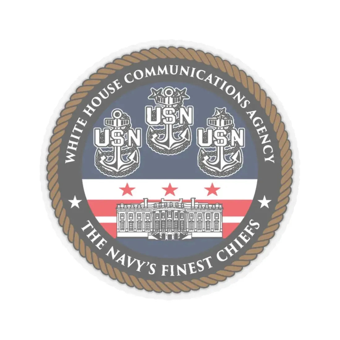 White House Communications (U.S. Navy) STICKER Vinyl Kiss-Cut Decal 4 Inch Transparent - The Sticker Space