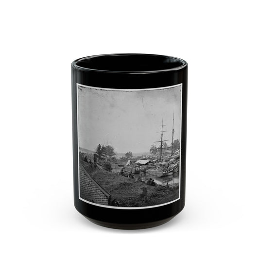 White House Landing, Va. Supply Vessels At Anchor (U.S. Civil War) Black Coffee Mug-15oz-The Sticker Space