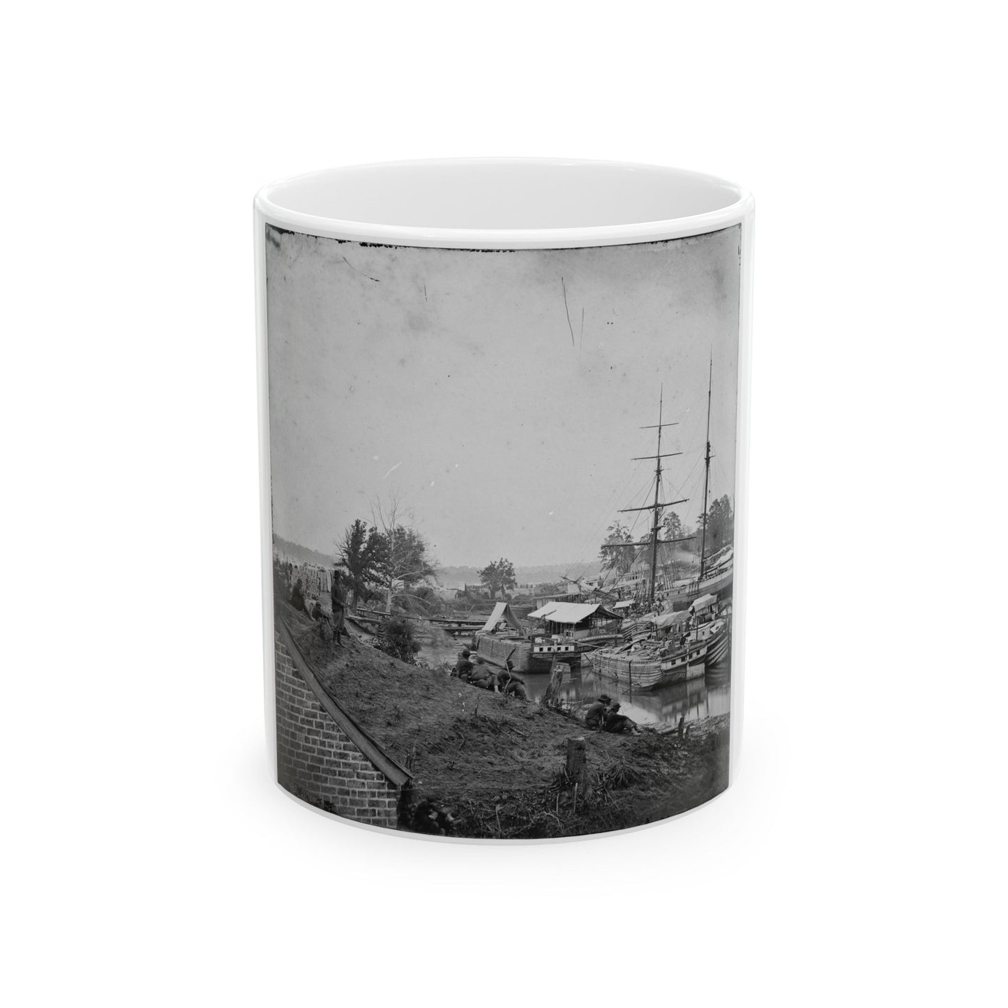 White House Landing, Va. Supply Vessels At Anchor (U.S. Civil War) White Coffee Mug-11oz-The Sticker Space