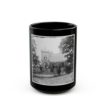 White House Landing, Va., Vicinity. St. Peter's Church, With Federal Soldiers (U.S. Civil War) Black Coffee Mug-15oz-The Sticker Space