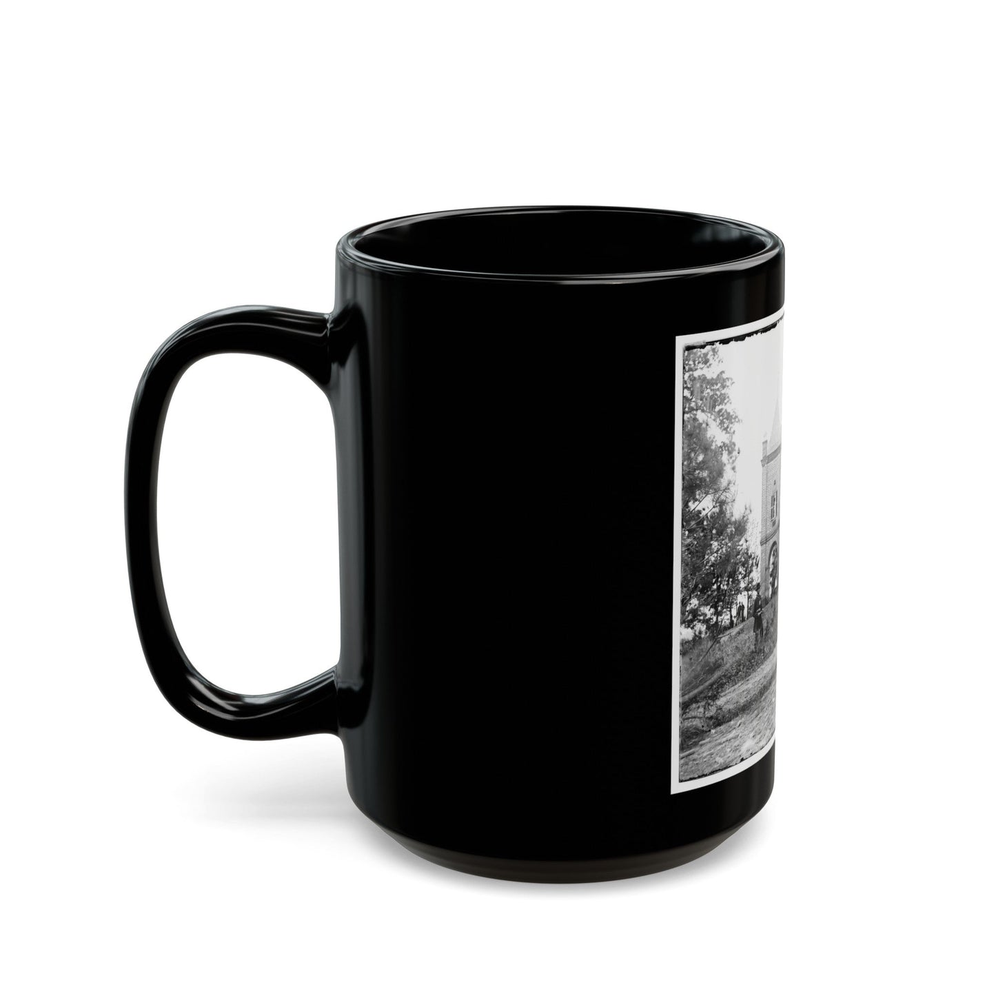 White House Landing, Va., Vicinity. St. Peter's Church, With Federal Soldiers (U.S. Civil War) Black Coffee Mug-The Sticker Space