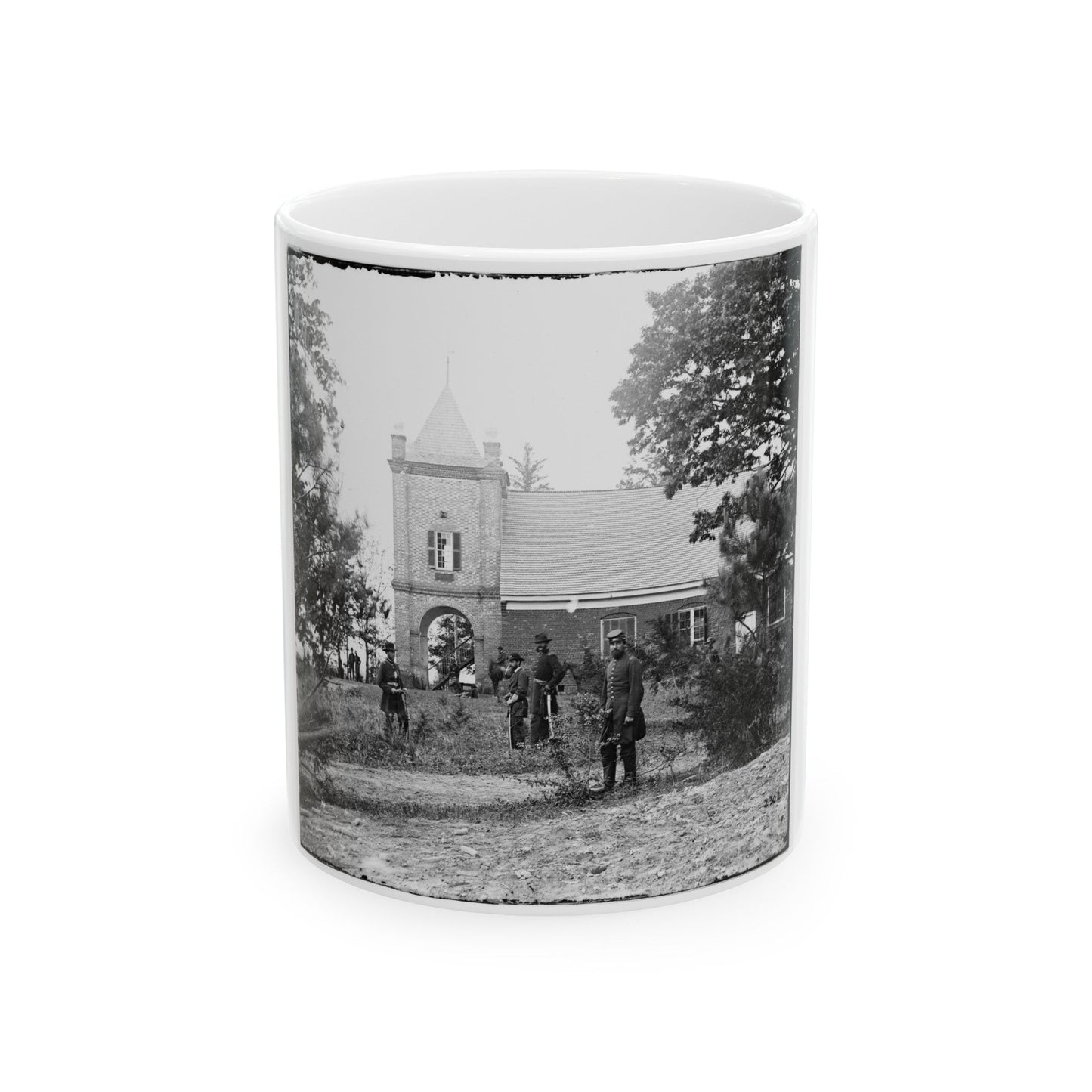 White House Landing, Va., Vicinity. St. Peter's Church, With Federal Soldiers (U.S. Civil War) White Coffee Mug