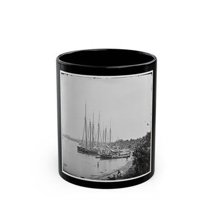 White House Landing, Va. View Down River, With Supply Vessels (U.S. Civil War) Black Coffee Mug