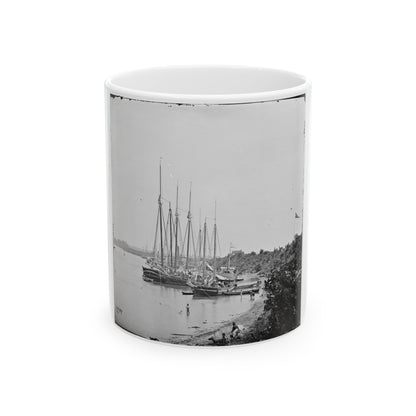 White House Landing, Va. View Down River, With Supply Vessels (U.S. Civil War) White Coffee Mug-11oz-The Sticker Space