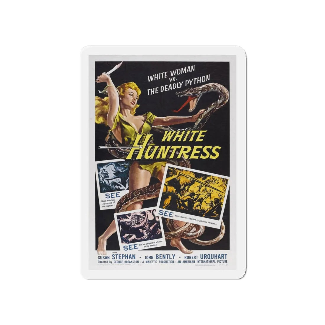 WHITE HUNTRESS 1954 Movie Poster - Refrigerator Magnet 4 Inch - The Sticker Space