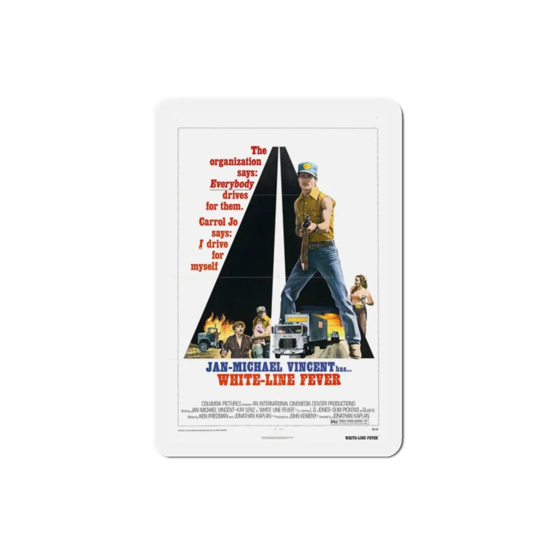 White Line Fever 1975 2 Movie Poster Refrigerator Magnet 2 Inch - The Sticker Space