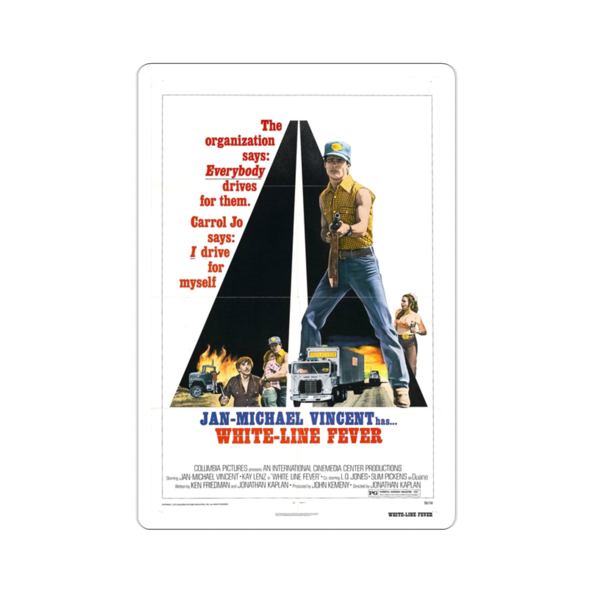 White Line Fever 1975 2 Movie Poster STICKER Vinyl Die-Cut Decal-2 Inch-The Sticker Space
