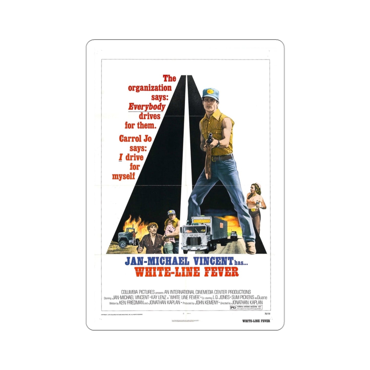 White Line Fever 1975 2 Movie Poster STICKER Vinyl Die-Cut Decal-3 Inch-The Sticker Space