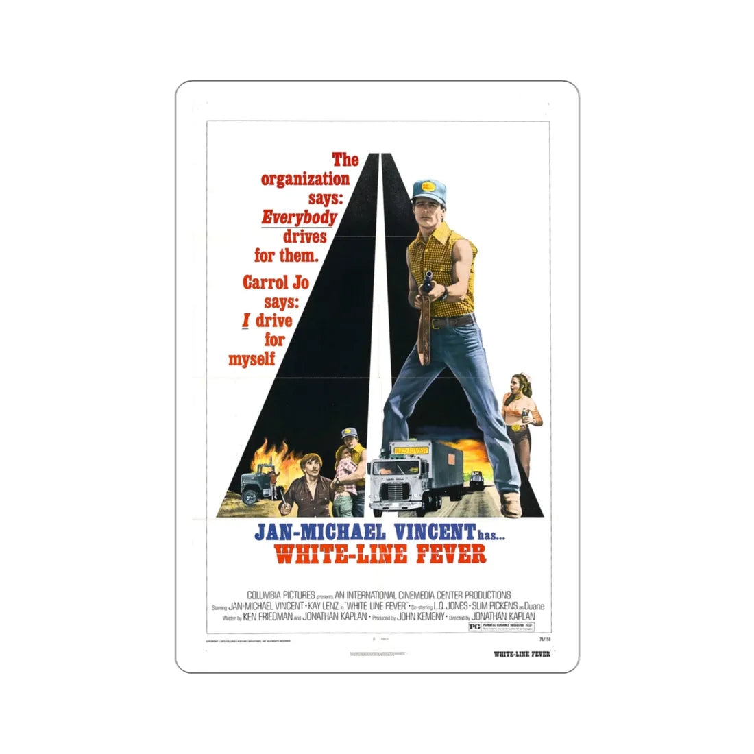 White Line Fever 1975 2 Movie Poster STICKER Vinyl Die-Cut Decal 3 Inch - The Sticker Space