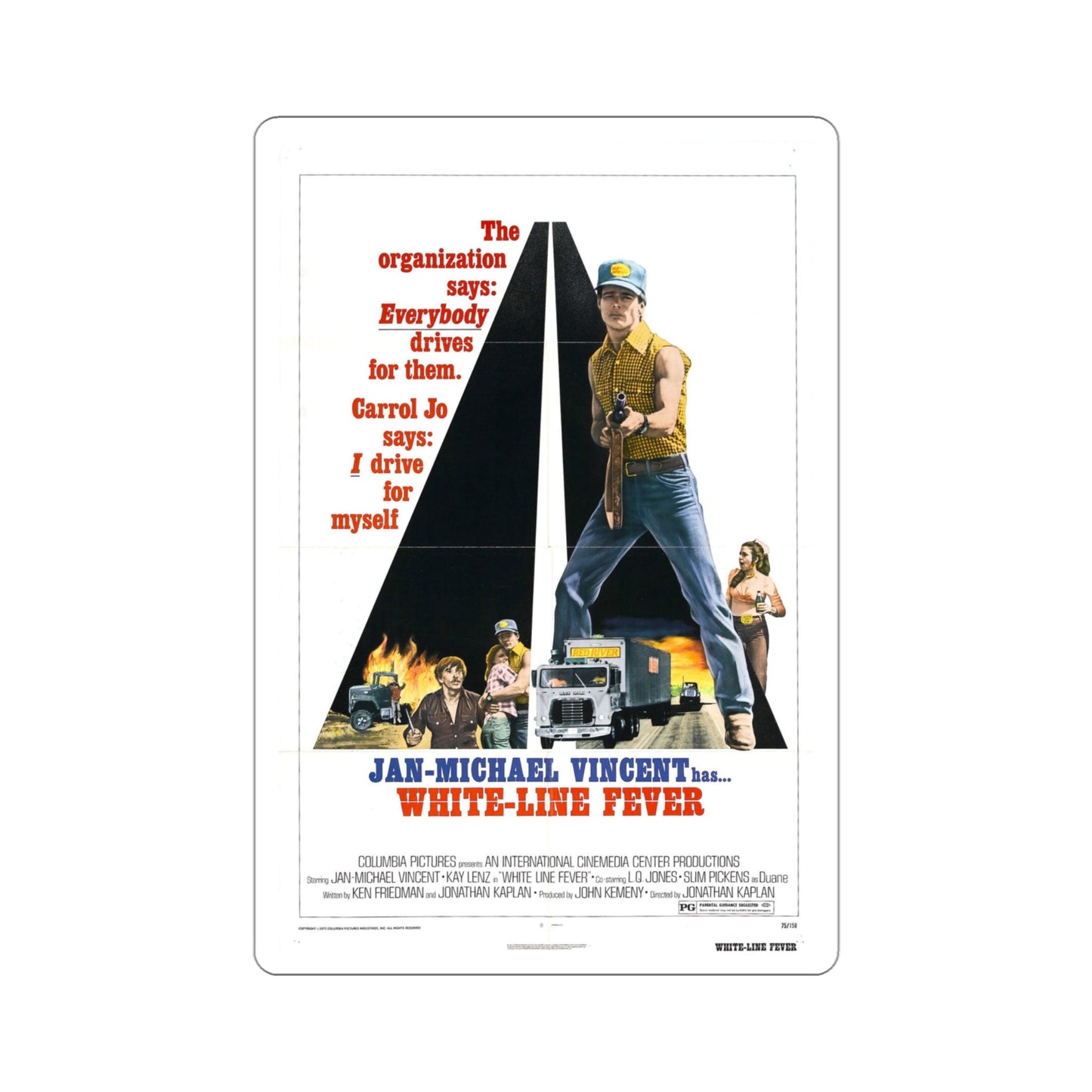White Line Fever 1975 2 Movie Poster STICKER Vinyl Die-Cut Decal-4 Inch-The Sticker Space