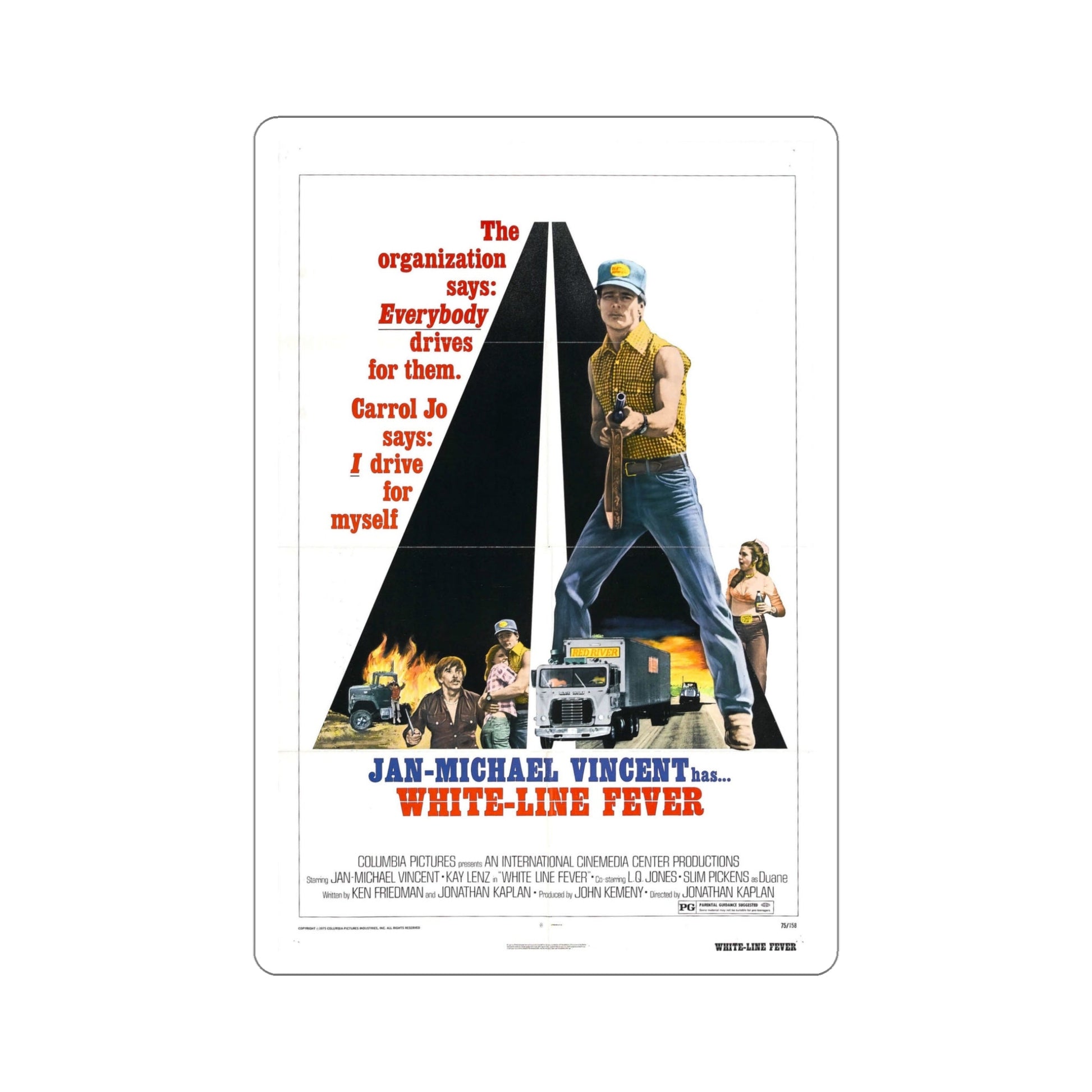 White Line Fever 1975 2 Movie Poster STICKER Vinyl Die-Cut Decal-5 Inch-The Sticker Space