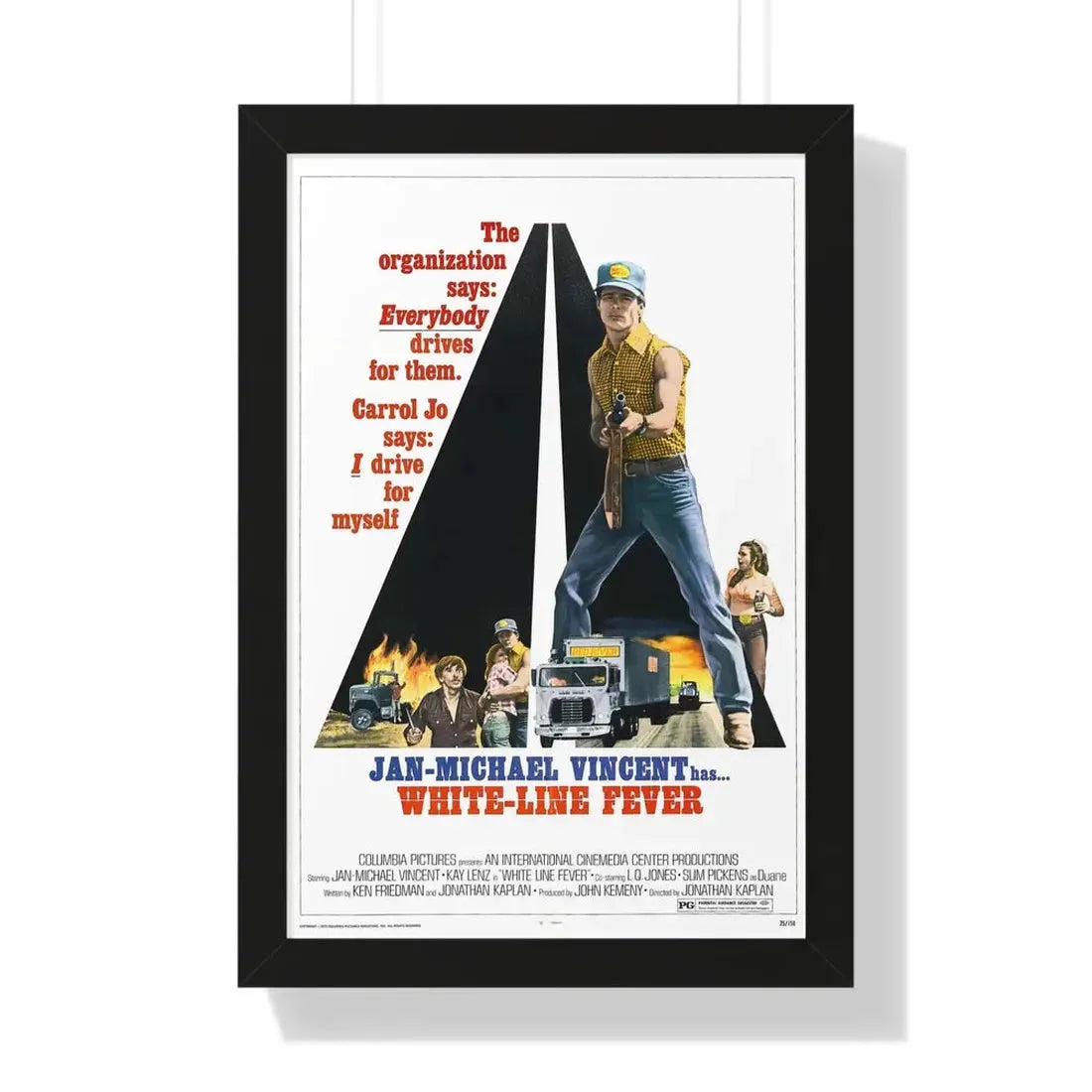 WHITE LINE FEVER 1975 - Framed Movie Poster 16″ x 24″ Black - The Sticker Space
