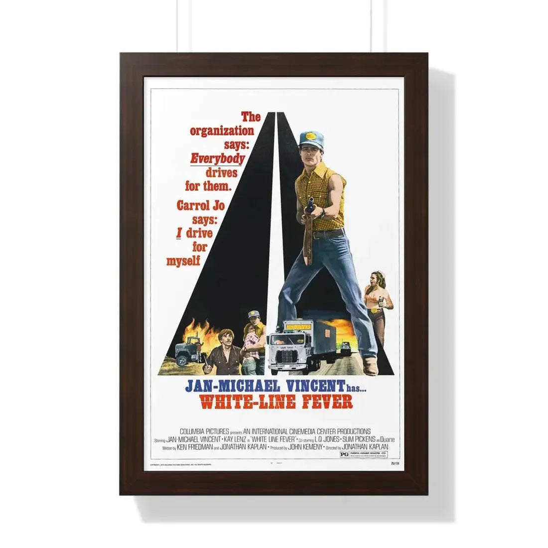 WHITE LINE FEVER 1975 - Framed Movie Poster 16″ x 24″ Walnut - The Sticker Space