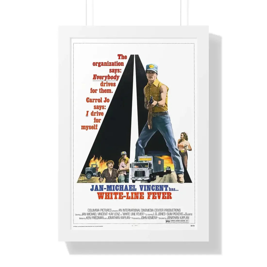 WHITE LINE FEVER 1975 - Framed Movie Poster 16″ x 24″ White - The Sticker Space