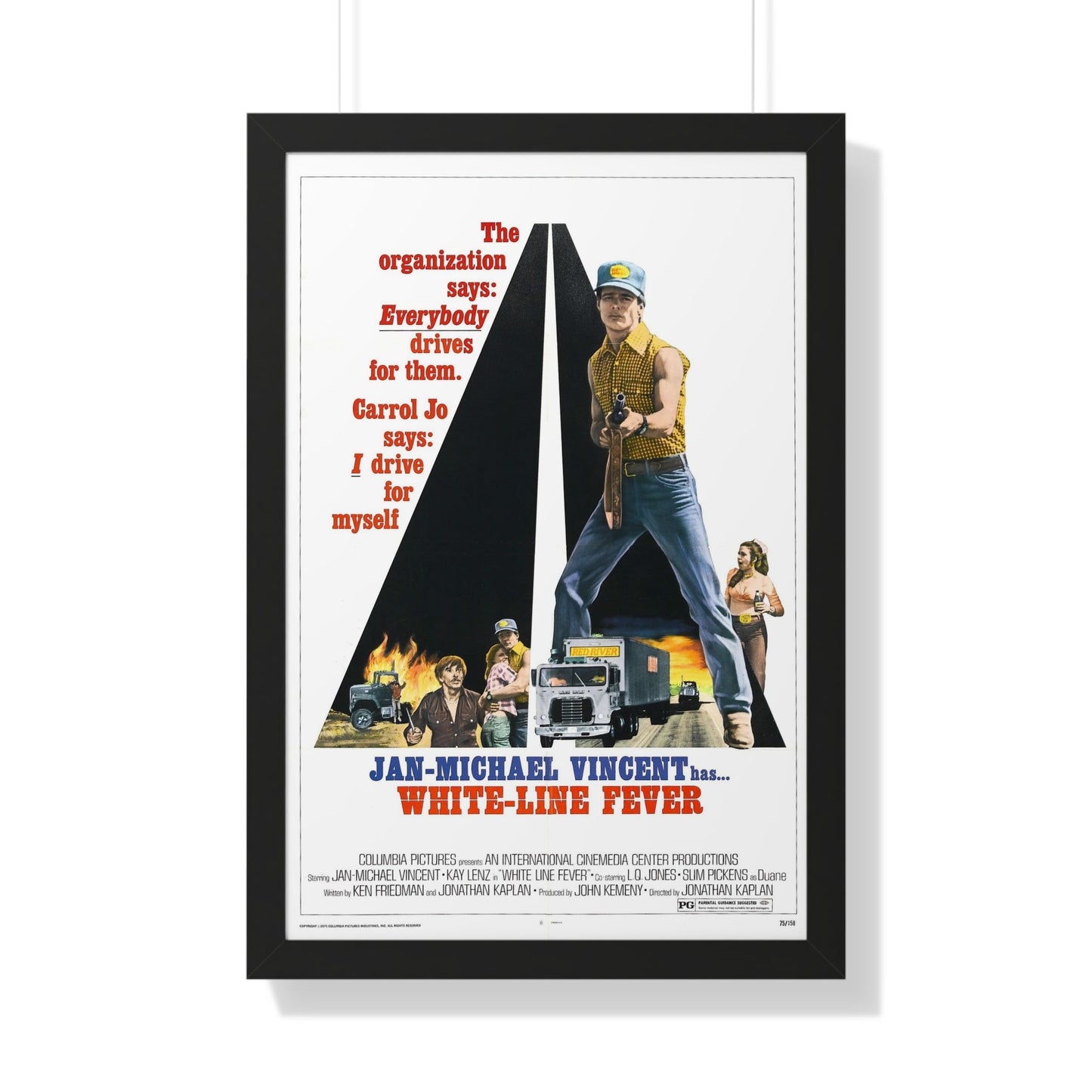 WHITE LINE FEVER 1975 - Framed Movie Poster-20" x 30"-The Sticker Space