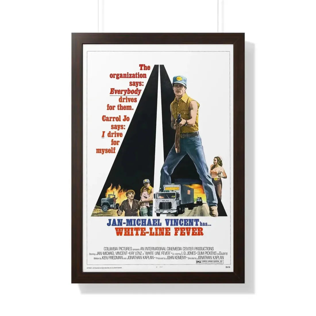 WHITE LINE FEVER 1975 - Framed Movie Poster 20" x 30" Walnut - The Sticker Space